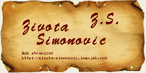Života Simonović vizit kartica